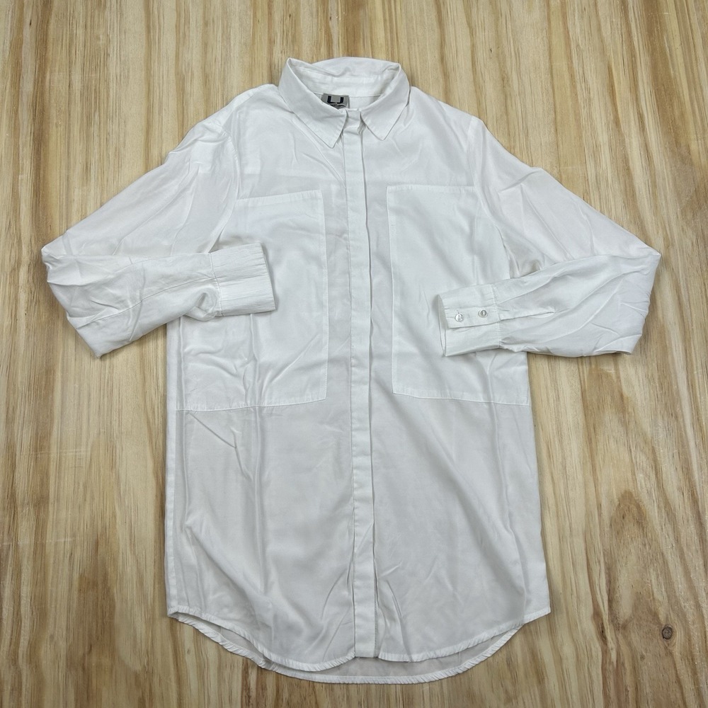 Adolfo Dominguez Solid‎ Lightweight Long Sleeve Button Up Shirt Women's 36 White
